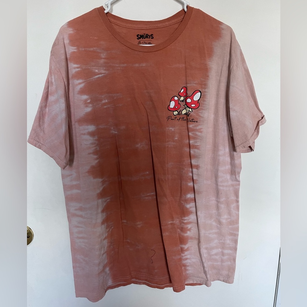 SMURFS Men's Graphic Tee - Short Sleeve - Red Mushroom Design